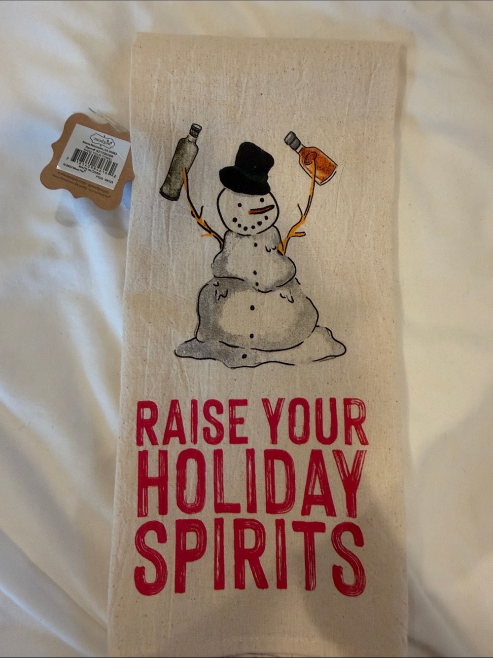 Mud Pie NWT Raise Your Holiday Spirits Red Kitchen Towel